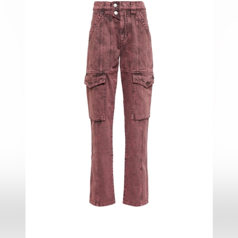 NWOT Isabel Marant Etoile Vayoneo Acid Wash High Rise Tapered Pink Jeans! Sz 36!
